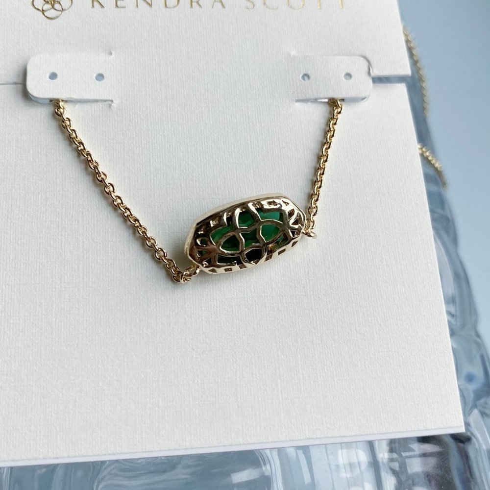 Kendra Scott Gold Necklace with Deep Green Stone - Picture 3 of 4